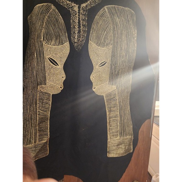 VTG Indian Pakistani African Bollywood Sherwani Caftan Kaftan dashki black gold - Picture 2 of 8